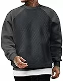 JMIERR Herren Sweatshirt 2025 Fashion Diamond Texture Fleece Pullover Casual Fallen Winter Langarm Hoodie Grau L