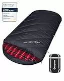 KingCamp Schlafsack 4 Jahreszeiten XXL Übergröße Baumwoll Flanell für Erwachsene Outdoor und Camping, Warm leicht,drinnen und draußen, (Schwarz)