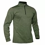 TACVASEN Winterpullover Herren Pullover Half Zip Microfleece Laufshirt Langarm Sport Warme Tops Jogging (L, Armeegrün)