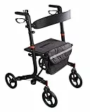 RIDDER – Rollator 'Black Comfort' | Faltbarer Gehwagen mit höhenverstellbaren Griffen, breitem Sitz & Rückengurt. Gehhilfe mit abnehmbarer Einkaufstasche & Gehstockhalter | Belastbar bis 136kg
