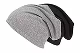 shenky 2er Set Beanie Herren Mütze | Schwarz und Grau | Lange Mütze | Wintermütze | Radfahren Beanie