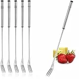 COM-FOUR® 6x Fondue Gabeln aus rostfreiem Edelstahl 26 cm - spülmaschinengeeignetes Fonduebesteck - Fonduespieße mit Edelstahlgriff (06 Stück - Edelstahlgriff)