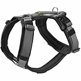 Hunter Hundegeschirr Maldon UP, Farbe: schwarz/grau, weich gepolstert & komfortabel, stark reflektierend durch 3M Scotchlite, 4-Fach verstellbar, mit gepolstertem Griff (ab S-M), Größe: S-M