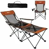 2-in-1 Strandstuhl klappbar, zusammenklappbar, Liegestuhl, tragbar, mit Getränkehalter, abnehmbarem Beistelltisch und Tragetasche, strapazierfähig, für Outdoor, Wandern, Angeln, Strand, Picknicks