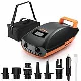 Swonder SUP-Pumpe Akku mit 2X schnellere, 20PSI elektrische Luftpumpe mit intelligenter zweistufiger Funktion, aktive Kühlung, 6000 mAh Akku und Autoadapter für bis 17V DC