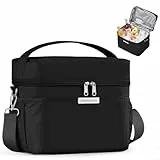 HOMESPON Kühltasche Klein 10L Faltbare Isoliert Lunchtasche für Unterwegs, Picknick, Büro & Reise Thermotasche lunch bag mit Tragegriff(Schwarz M)