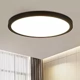 ZMH Deckenlampe LED Deckenleuchte Badezimmer - Ø30cm Badezimmerlampe Flach Schlafzimmerlampe Schwarz Küchenlampe Rund Schlafzimmer Deckenbeleuchtung 24W Flurlampe 3000K Badlampe für Küche Flur Bad