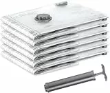 SilverRack Vakuumbeutel für Kleidung [6 Stück] Small (40x60 cm) - INKL. HANDPUMPE u. ETIKETTEN - Aufbewahrung Vakuumbeutel Kleidung - für alle Staubsauger - Vakuumtüten klein