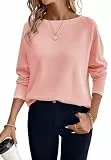 YUTILA Damen Langarmshirt Rundhalsausschnitt Leicht Lockerer Pullover Elegantes Casual Oversized Weich Sweatshirt
