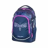 Walker Schulrucksack Fame 2.0 'Magic Dragonfly' mit 2 Fächern, Vorderfach mit Organizer, Seitentaschen, Schultasche inkl. RückenPolsterung, verstellbarem Schulter und Brustgurt