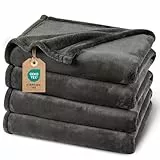 PHF Kuscheldecke Flauschig Fleecedecke 150x200cm - Oeko-Tex Weich Warm Wohndecke, Decke Blanket für Couch Sofa Bett, Tagesdecken & Kuscheldecken, Sofa überwurfdecke, Dunkelgrau