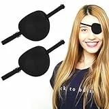 Lusofie 2 Stück Augenklappe Medizinisch Erwachsene Und Kinder Verstellbare Schwarz Augenklappen Pirat Eye Patches Augenmaske Medical Für Linke Oder Rechte Augen