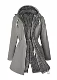 ATLASLAVA Wintermantel Damen Fleece Warm Lang Jacke Softshellmantel übergangsmantel Winter LIGHT GRAY S