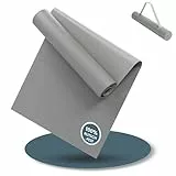 LILENO SPORTS Yoga Matte Hellgrau (180x60cm) - Sport und Yogamatte extra rutschfest in 4 mm Dicke - Gymnastikmatte und Fitnessmatte für Workout und Yoga - Sportmatte für Zuhause