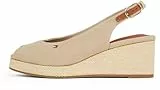 Tommy Hilfiger Damen Wedge Sandalen Flag Mid Slingback Verstellbarer Riemen, Beige (Horseradish), 38