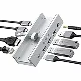 ORICO Clip Docking Station, 8-in-1 USB-C Hub Klemme mit 4K@60Hz HDMI, 100W PD, Gigabit-Ethernet, 4xUSB-Port, AUX, 10Gbps USB Docking Station für Laptop, MacBook, PC (Adapter Nicht enthalten)