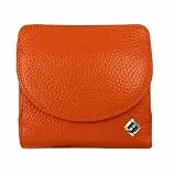 Kleine Geldbörse Damen, Reise Portemonnaie, viele Fächer, Leder orange, RFID Blocker, Münzfach groß | Wiener Schachtel, Geldbeutel Portmonee Damenbörse Damengeldbörse Damenportemonnaie Damengeldbeutel