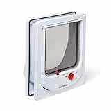 Cat Mate 4-Wege-verriegelbare elektromagnetische Katzenklappe (254) – Exklusiver Zugang für kleine bis mittelgroße Katzen mit Halsbandanhänger, geeignet für PVC, Holz und Wand, Weiß