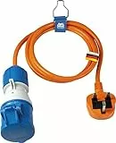 as - Schwabe CEE-Adapterleitung UK 1,5 m - Camping Adapter Großbritannien - UK Verlängerung Typ G - CEE-Kupplung mit Klappdeckel + powerlight Spannungsanzeige 230V, 16A, 3-polig, IP44, 660486