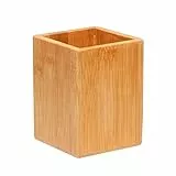 Colrid Bambus Stiftehalter, Holz Stifteköcher, Schreibtisch Organizer, für Office Desk School, das Perfekte Bürozubehör & Geschenk (Quadrat)