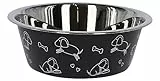 Kerbl Pet Edelstahlnapf, Hundenapf, schwarz, 2800ml, für Futter und Wasser, spülmaschinenfest, robust, mit Motiv