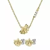 Emporio Armani Damen Goldfarbener Messing Halskette und Ohrringe, Set