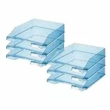 HAN Briefablage Klassik, 6 STÜCK, Moderne, transparente und stapelbare Ablage im frischen Design bis Format A4/C4, 1026-X-26, transparent-blau