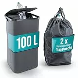 EASYmaxx Pfandflaschen Sammelbehälter 100 L mit 2 herausnehmbaren Tragetaschen | Flaschen Aufbewahrung für Altglas & Leergut | Behälter für Leergut | Flaschensammler für Küche & Abstellraum