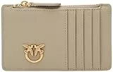 Pinko Damen Reiher Cardholder Kalbsleder Seide Reisezubehör-Brieftasche, I68q_Walnuss-Antikgold