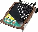 wolfcraft Holzspiralbohrer-Set, Ø 3-10 mm, 7-tlg. I 7107000 I 6 Holzspiralbohrer inklusive Senker für Bohrungen Weichholz