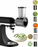 HOMGEN Schneidemaschine Zerkleinereraufsatz für KitchenAid Standmixer Käsereibe Aufsatz Edelstahl Salatmaschine Zubehör Zerkleinerungspulver Gemüseschneider mit 5 abnehmbaren Klingen