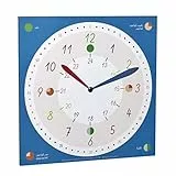 TFA Dostmann Lernuhr für Kinder, 98.1123.06, für Jungen und Mädchen, Kinderuhr, Uhrzeit Lernen, zur Grundschule, Kinderzimmer, aus Karton, farbenfroh, Blau, L310 x B20 x H340 mm