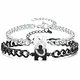 Gkmamrg Partnerarmbänder - Partner Armbänder - Pärchen armband - Partner geschenke - Geschenk für Freund Mann Ehemann Weihnachtsgeschenke (silber schwarz)