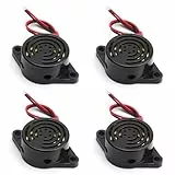 HENGBIRD 4 Stück Elektronischer Summer Aktiver Piezo Buzzer 3V 12V 24V DC Summer Ton Alarm 95dB Lauter Warnton Dauerhafter Signalgeber Ringer Dauerton für Sicherheits und Warnsysteme