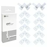 Plozoe LED Eckverbinder, Streifen Verbinder, (12 Stück) 4 polig 10mm RGB 5050 Strip, Lichtstreifen Band Ecke, Schnellverbinder Steckverbindungen, Connector