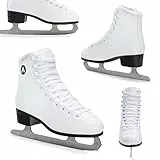 ATTABO Eislaufschuhe Damen SchlittschuheWeiß 38 (24,7 cm), Schnürung, Klassisches Design, Wärme und Komfort, Schlittschuhe aus Edelstahl, Für Anfänger und Fortgeschrittene bis 100 kg