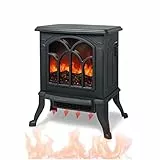 LARS360 Elektrokamin mit Heizung 750W/ 1500W Elektrischer Heizung LED Kamin mit Flammeneffekt Heizofen Elektrisch Kaminofen Heizer geräuscharm Schwarz