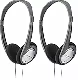 Panasonic RP-HT030E-S Leichter Kopfhörer, Faltbarer On-Ear Kopfhörer, reisefreundliches Design, 1,2 m Kabel, XBS, 3,5-mm-Klinkenstecker, Silber (Packung mit 2)