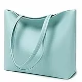 MEEGIRL Damen Henkeltaschen, Einfache Handtaschen PU Leder Tote Shopper Bag für Arbeit, Schule, Einkauf mit Reißverschluss und Innentasche (Blau)