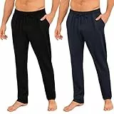 Marvmys Herren Pyjamahose Lang Schlafanzughosen für Herren Einfarbige Schlafhose mit Gürtel und Taschen S-4XL