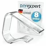 DIYexpert Tischtuchklammern Transparent Made in Germany [bis 45 mm] [8 Stück] Stabile Tischdeckenklammern - Wetterfest & rutschfest – Tischklammern für Garten, Balkon & Innenbereich