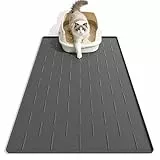 Pieviev Katzenklo Matte Silikon, 86x56cm Katzenstreu Matte Katzenklo Unterleger, wasserdichte Katzenmatte groß vor der Katzentoilette, rutschfeste Unterlage zum Auffangen von Streu, Dunkelgrau