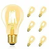 muyuua E27 Modern Vintage Warmweiss Glühbirne - 6 Stück 4W Edison Warmweiß Leuchtmittel Ersatz 40 Watt 2700K Lampe A60 klar Filament Energiesparlampe für Küchen Esstisch Café Bar
