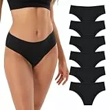INNERSY Unterhosen Damen Schwarz Brazilian Slip Baumwolle Hipster Unterwäsche Frauen 6er Pack (L, 6 Schwarz)