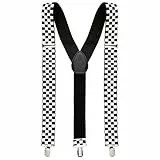 W WIDMANN MILANO Party Fashion 7977C - Hosenträger Schwarz-Weiß, Schachbrettmuster, Einheitsgröße, Kostüm, Accessoire, Mottoparty, Karneval