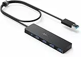 Anker 4-Port USB 3.0 Hub, Dünner Datenhub USB Hub mit 60cm Verlängerungskabel (Keine Ladeleistung), Geeignet für MacBook, Mac Pro, Mac mini, iMac, Surface Pro, XPS, PC, Flash Drive, Mobile HDD