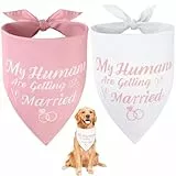 SZEE 2 Stück Hundehalstuch Hochzeit Hunde Kostüm Bandana,My Humans Are Getting Married, Dog Bandana Hochzeit Deko Halstuch,Leichtes Halstuch Waschbarer, Ideale Haustiergeschenk, Rosa+Weiß, XL