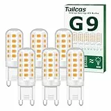 Tailcas G9 LED Lampe Warmweiß 3000K, 3W LED Lampen Ersatz für 30W 40W 50W Halogenlampe, G9 LED Leuchtmittel 350LM, Nicht dimmbar, Kein Flimmern, 360° Abstrahlwinkel, AC 220-240V, 6 Stück