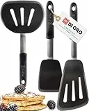 DI ORO Pfannenwender Silikon - 315°C Hitzebeständige Silikonspatel, BPA-frei - Küchenhelfer-Set für beschichtete Pfannen - Spatel für Eier, Crêpes und Burger - Robustes Küchenutensilien-Set (3-Teilig)
