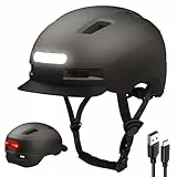 KINGLEAD Fahrradhelm, 5 Lichtmodi USB-aufladbar fahrradhelm mit licht vorne und hinten für Damen und Herren ，Leichter Fahrradhelm Erwachsene für Scooter ，e-Bike &rennrad